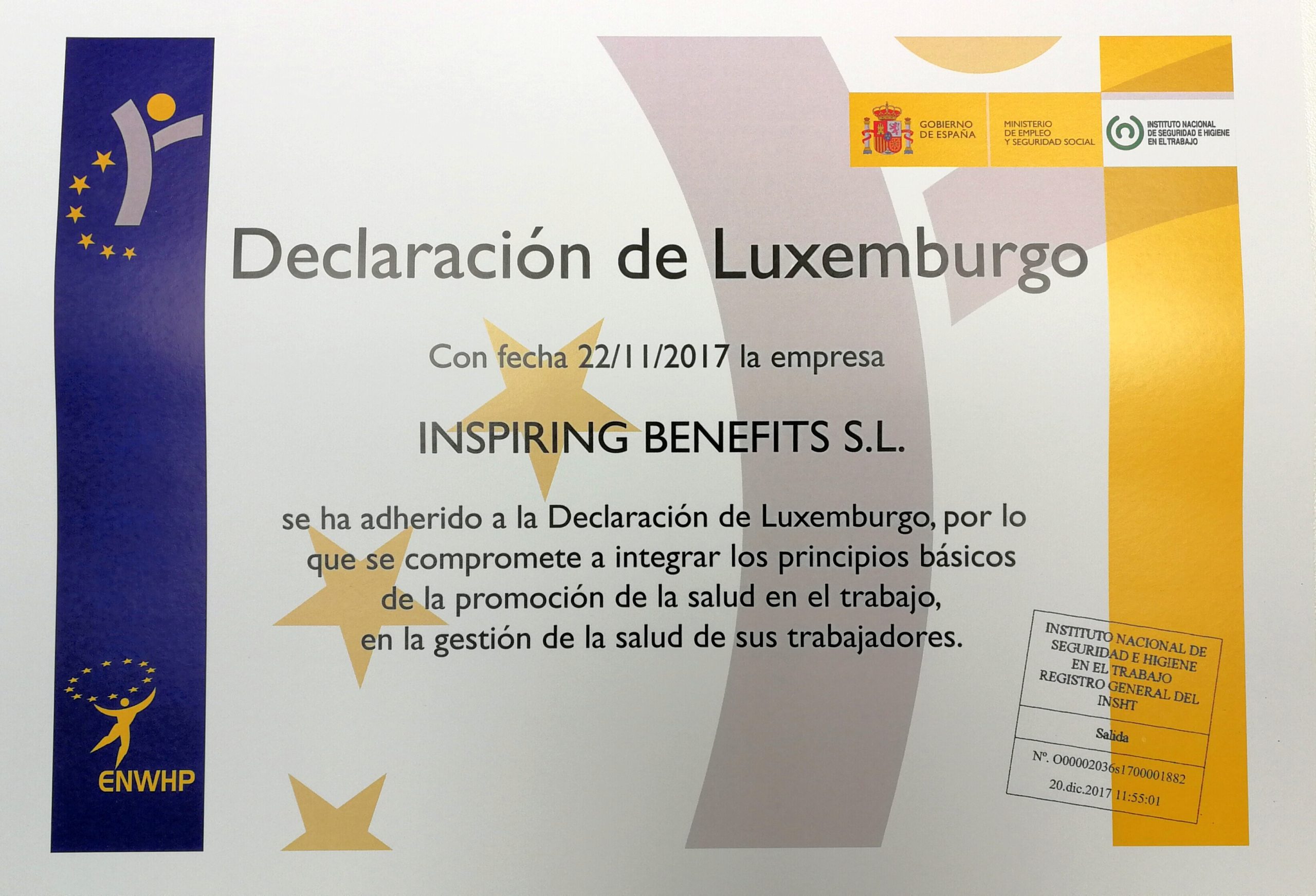 Inspiring Benefits se adhiere a la Declaración de Luxemburgo